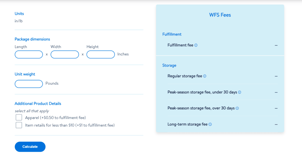 WFS Fees Calculator