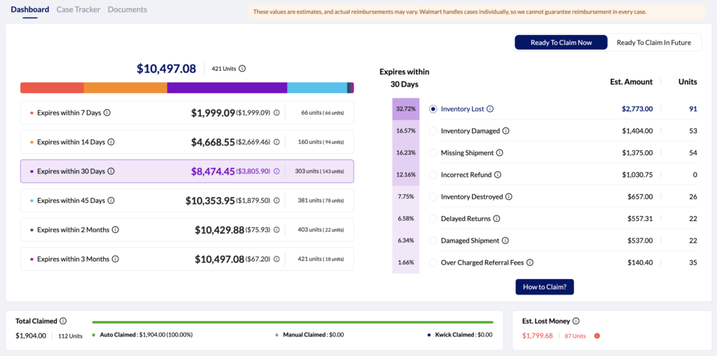 Walmart Homepage - Reimbursement Service