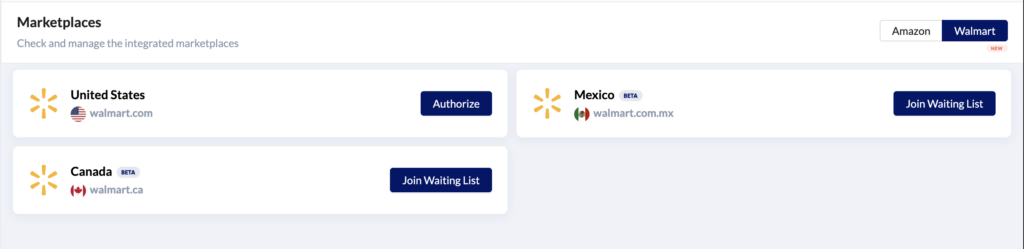 Walmart supported marketplaces