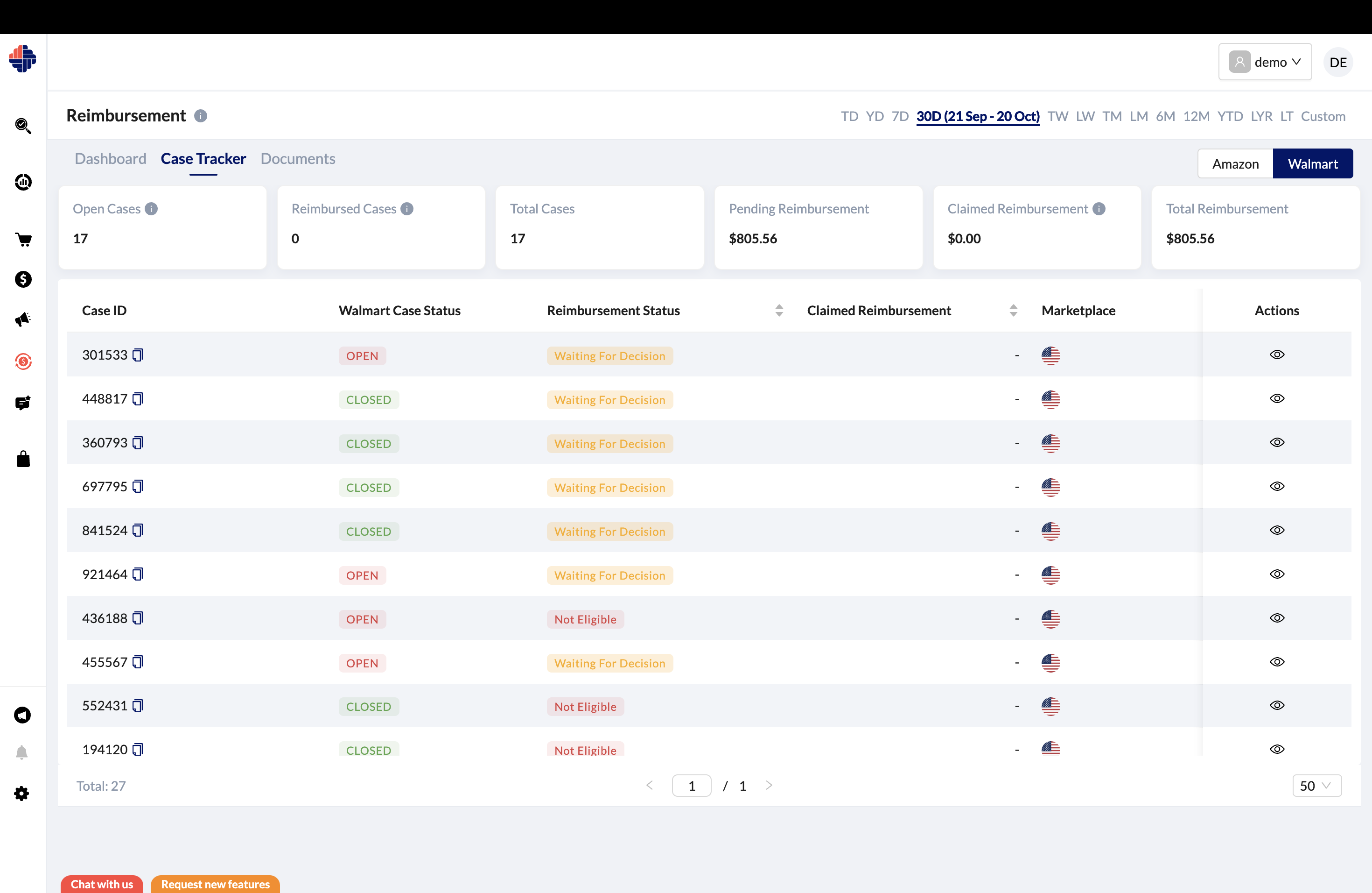 Walmart Reimbursement Case Tracker