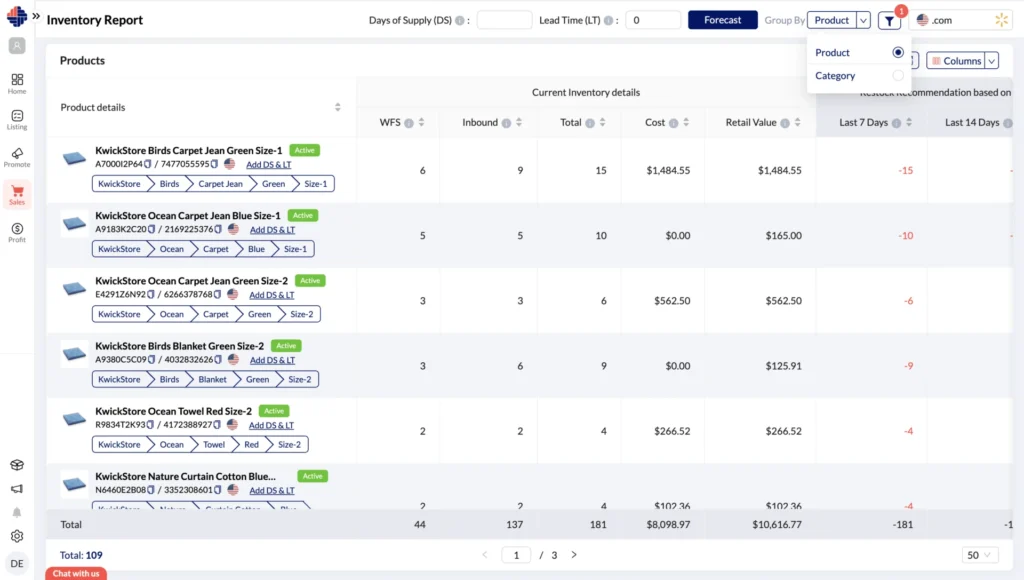 Walmart Inventory Management Category