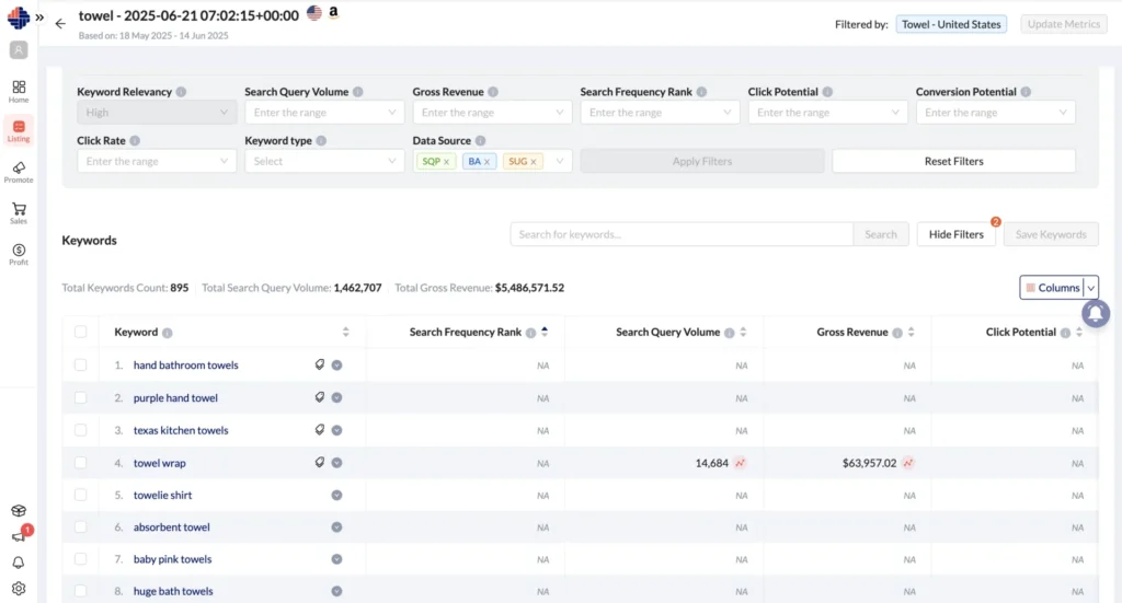 Data Source in KwickMetrics Keyword Researcher tool