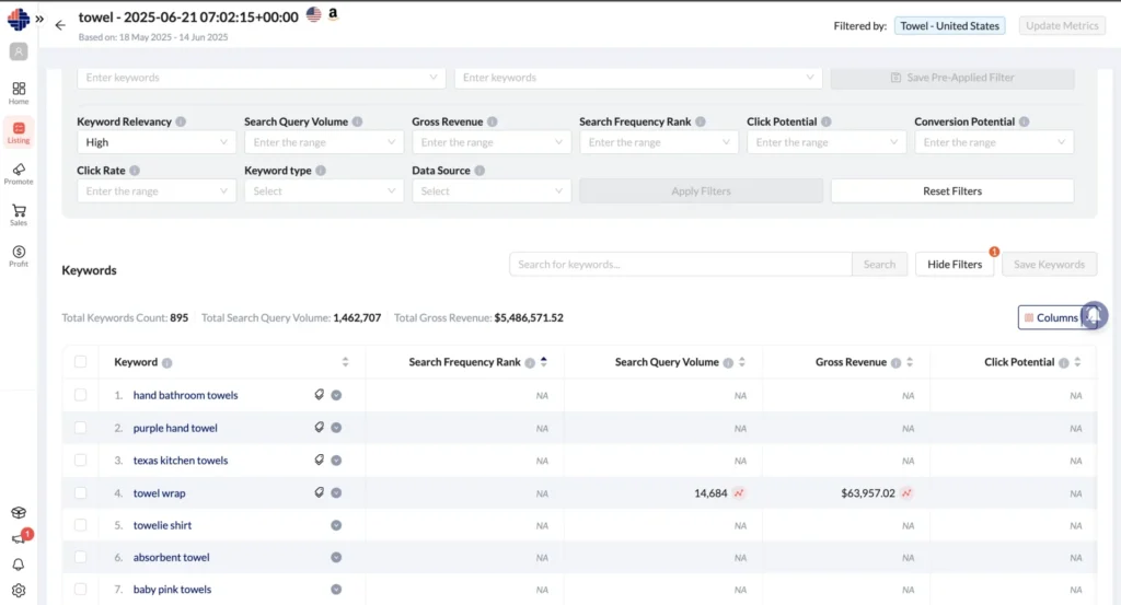 Keyword Relevancy in KwickMetrics Keyword Researcher tool