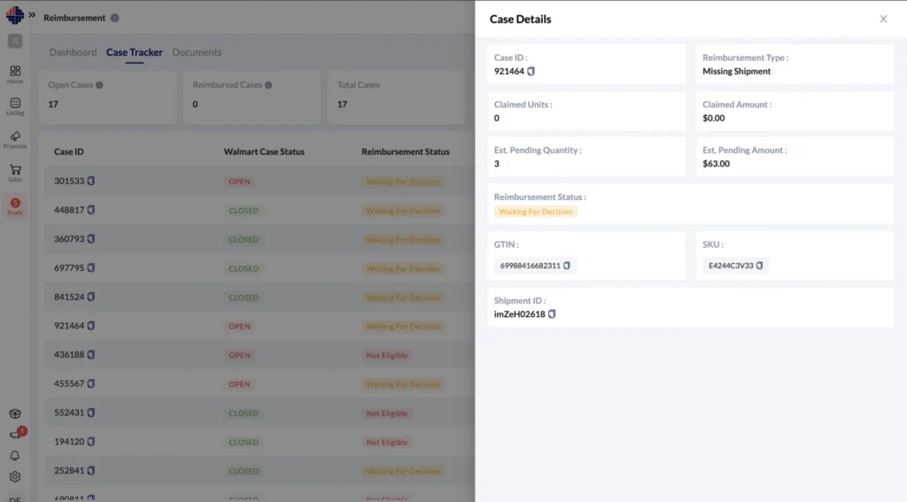 Walmart Reimbursement Case Tracker